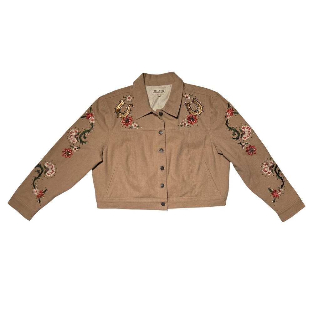 Idyllwind Rodeo Jacket Womens XL Tan Embroidered Western Cowgirl Oversized